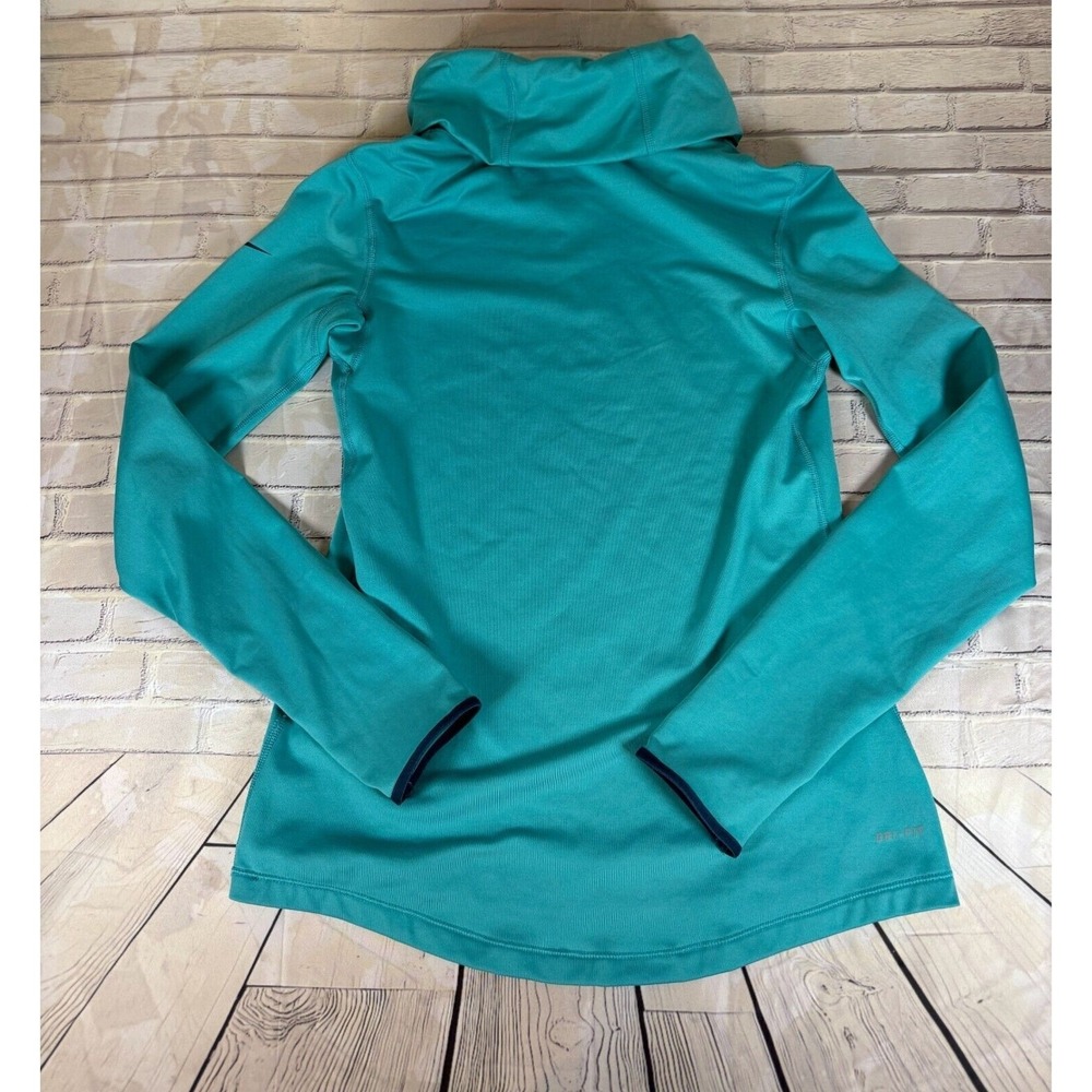 Nike Pro Dri-Fit Cowl Neck Pullover Women Medium Teal Long Sleeve Activewear